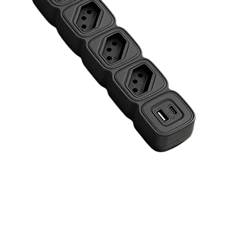 PROTETOR ELETRONICO C/4 TOMADAS + 2 USB 20W EPE 2004 USB PT   (4300954 )